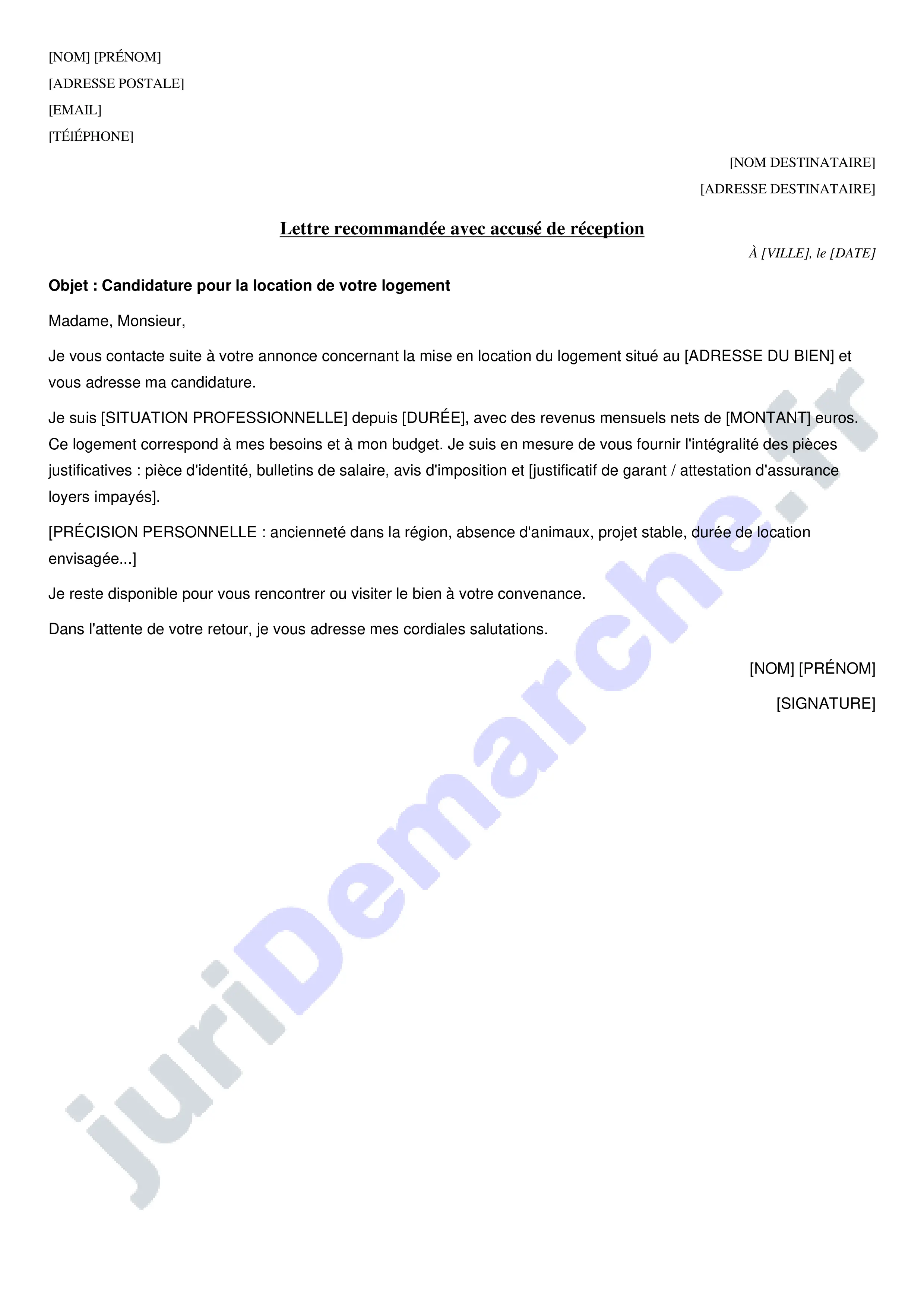 Lettre demande de logement privé : modèle de courrier