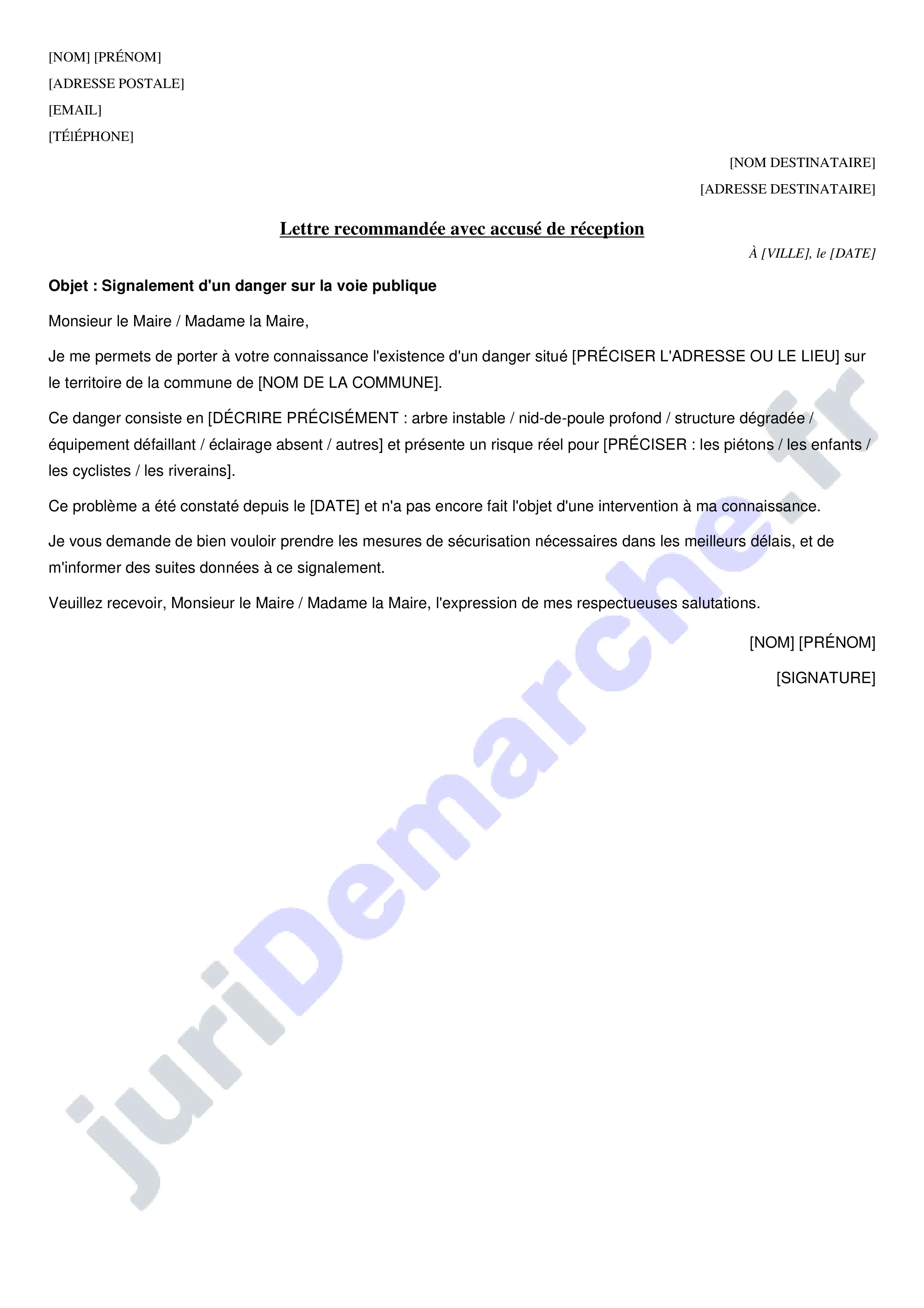 Lettre au maire pour signaler un danger : modèle de courrier