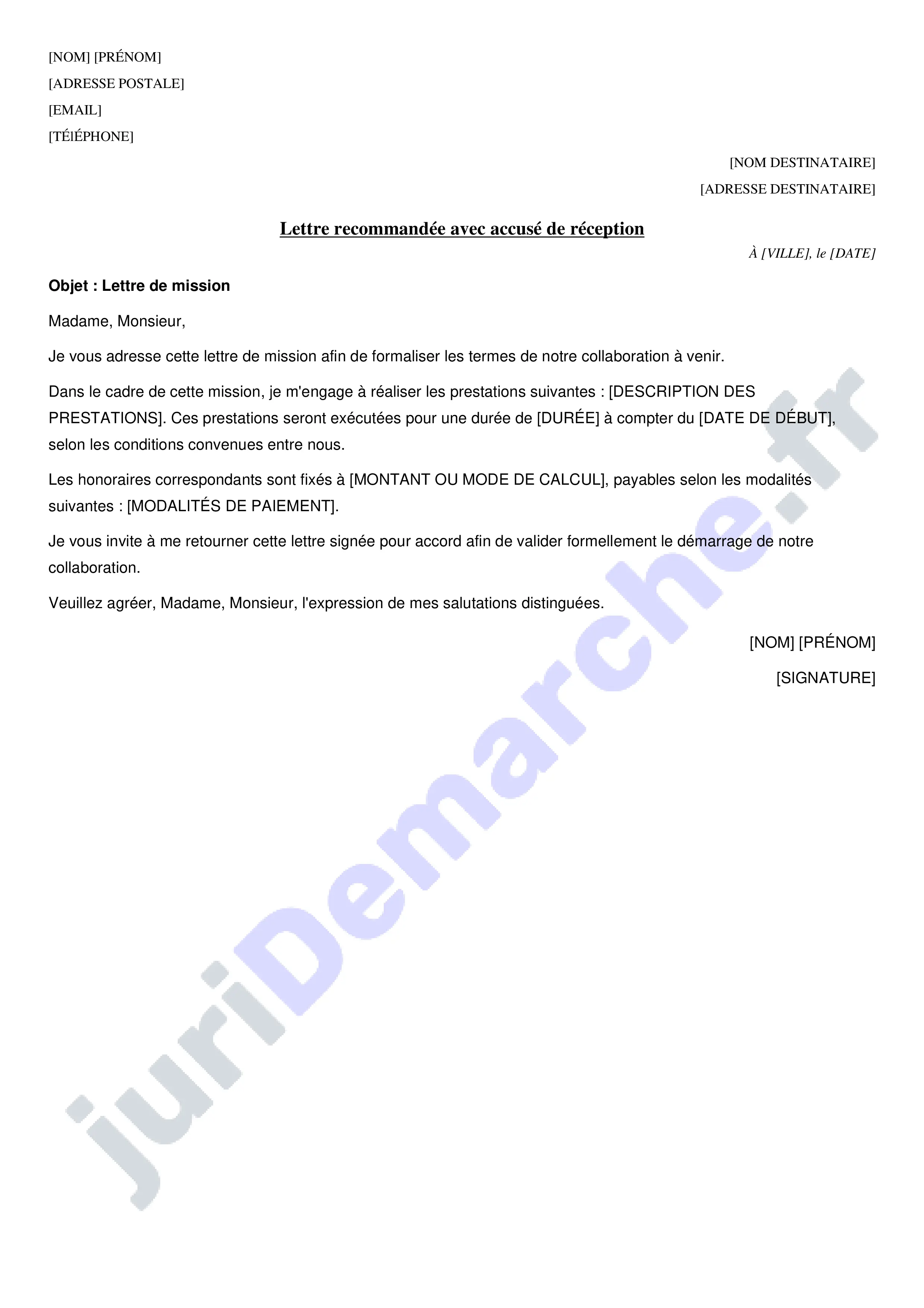 Lettre de mission : modèle gratuit et personnalisable