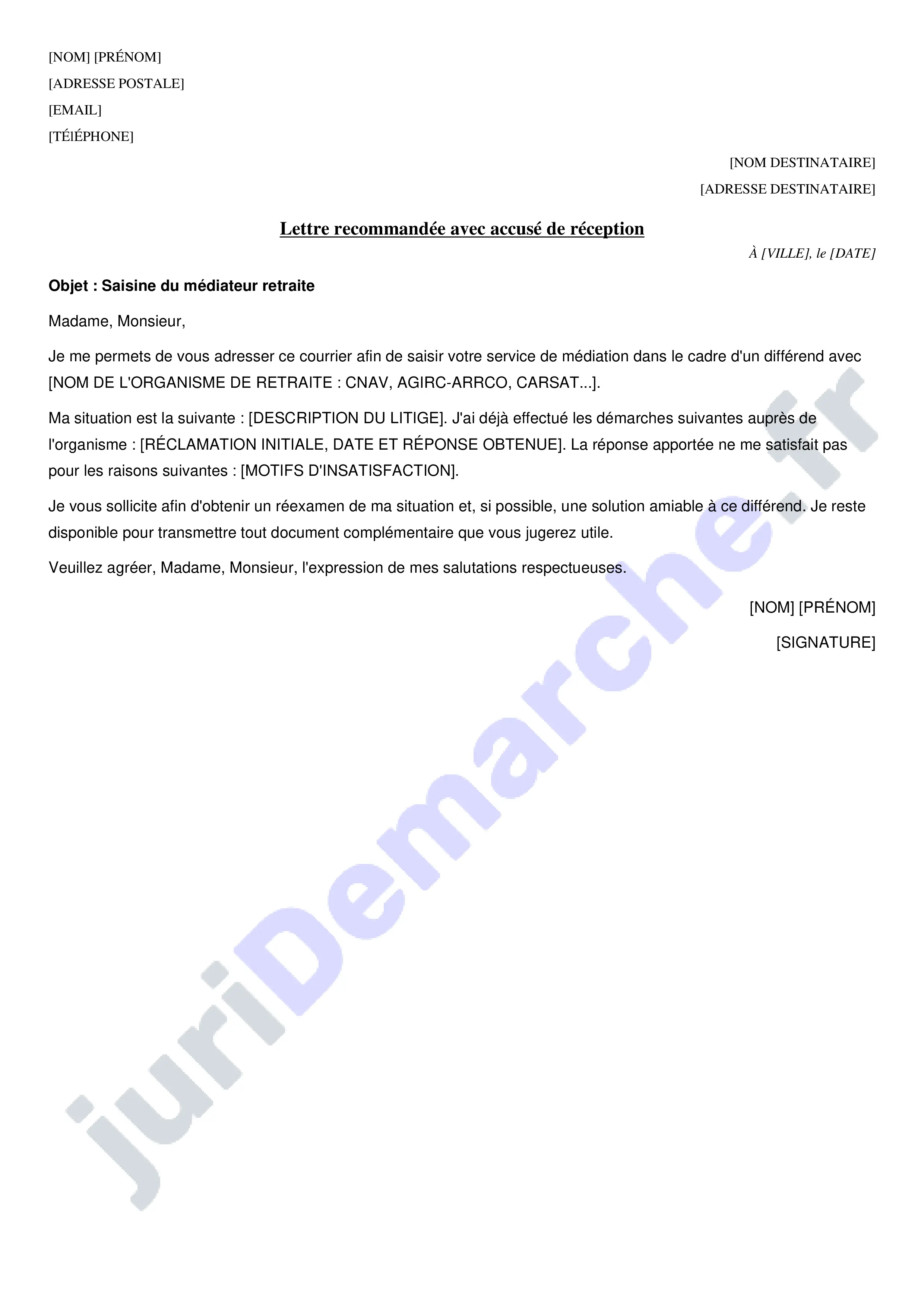 Lettre au médiateur retraite : modèle de courrier